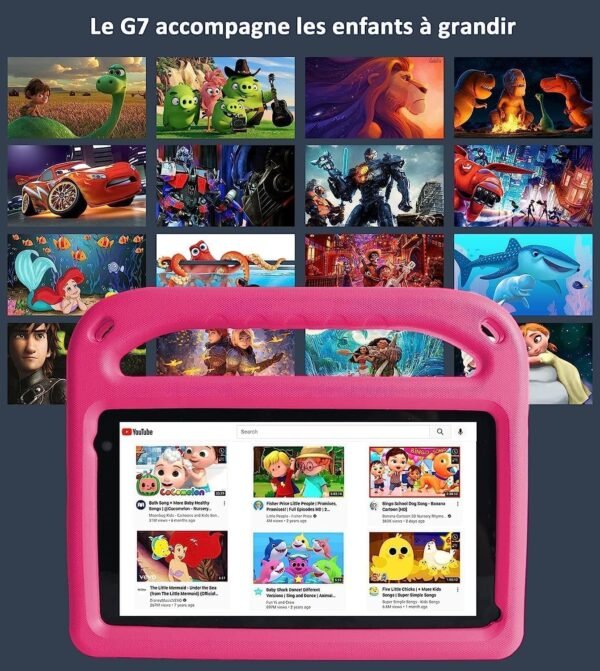 SUAAT 2025 Andriod Tablette 7 Pouces pour Enfants, 32GB ROM Bluetooth, éducation + Jeux, Double caméra, contrôle Parental,Espace Enfants,Type C-Rose – Image 2