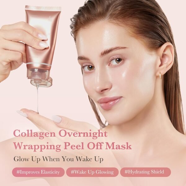 Medicube Collagen Night Wrapping Cream pour l'élasticité et l'hydratation - Masque de sommeil du visage avec film d'emballage de collagène pour le renouveau et le rajeunissement de la peau - Soins de – Image 3