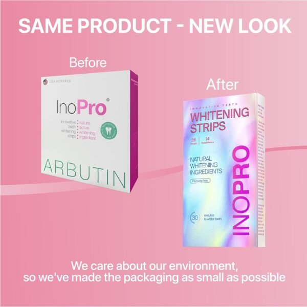 InoPro Green Teeth Whitening Strips - Peroxide Free Whitening Strips - Whitening Without The Harm - Deep Stains Removal - Sensitivity Free - 14 traitements, 28 Strips – Image 8