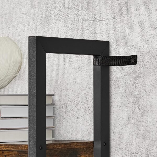 VASAGLE Bibliothèque, Étagère de Rangement, avec 14 Étagères, Cadre en Métal, Salon, Bureau, Style Industriel, 24 x 158 x 166 cm, Marron Rustique et Noir LLS107B01 – Image 5