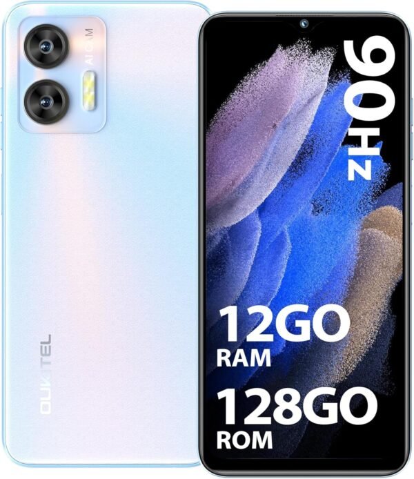 OUKITEL C36 Téléphone Portable Débloqué, 12GB+128GB/1TB Extensible, 5150mAh 6.56" HD+ Display Android 14 Smartphone Pas Cher, Octa Core Processor, 13MP Panorama Camera, Dual SIM, Wi-FI, 4G