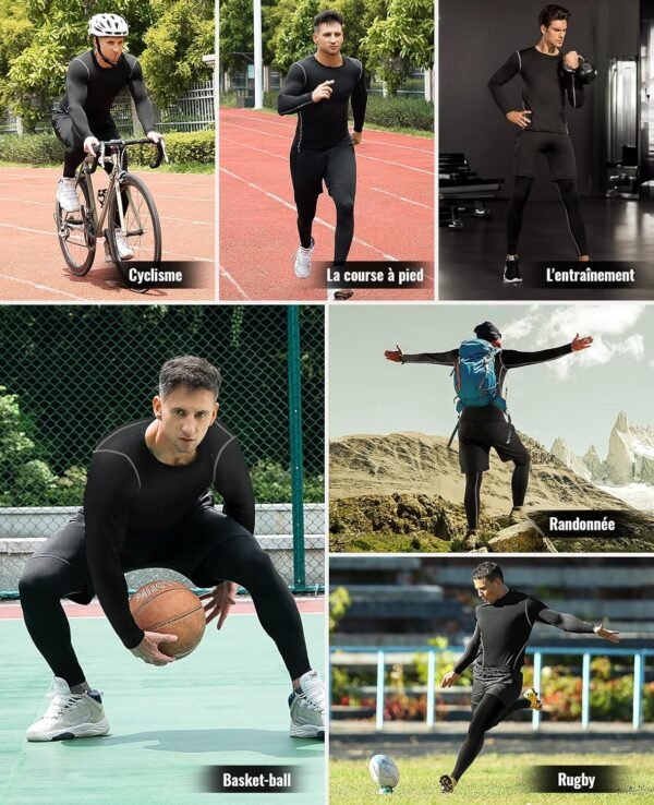 Niksa Ensemble Compression Homme Tenue Sport Fitness Vêtement Running Tee Shirt Compression Legging Sport Short Running – Image 6