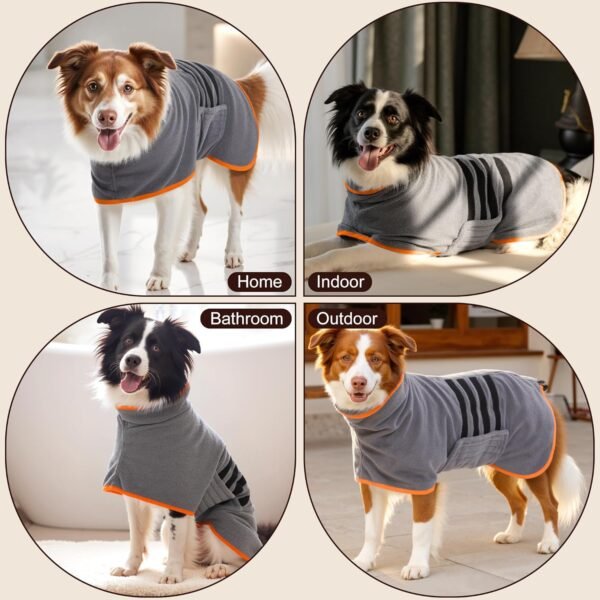 HezzLuv Peignoir Microfibre pour Chien – Séchage Rapide, Super Absorbant, Idéal pour Chiens Moyens et Grands – Peignoir Doux et Confortable, pour Bain et Promenade – Image 7
