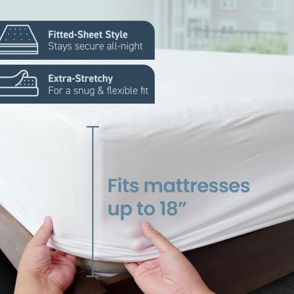 SafeRest Protège-Matelas Hypoallergénique et Imperméable pour Grand Lit US Queen- sans Vinyle – Image 4