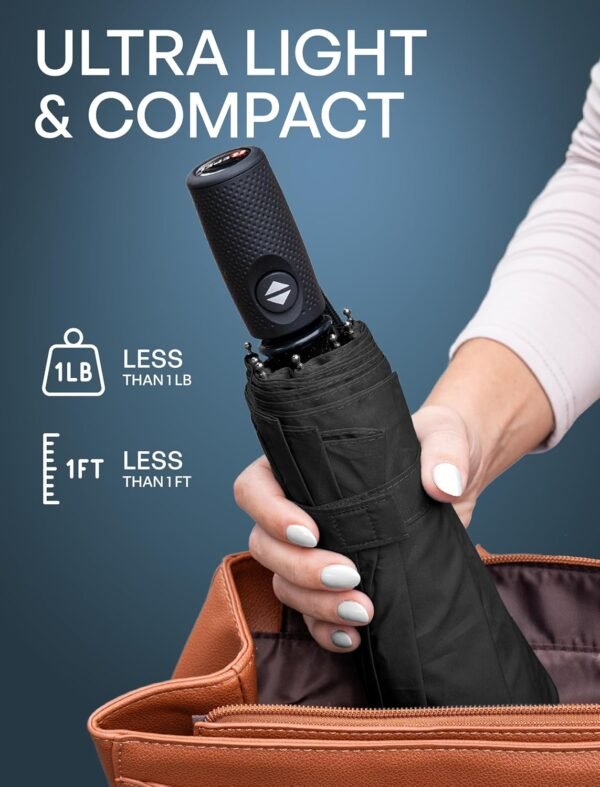 Repel Umbrella Windproof Travel Umbrellas for Rain - Easy Auto Open Close, Durable & Compact Umbrella, Strong Fiberglass Frame, Waterproof Canopy - Backpack, Purse, Portable Umbrella for Travel – Image 4
