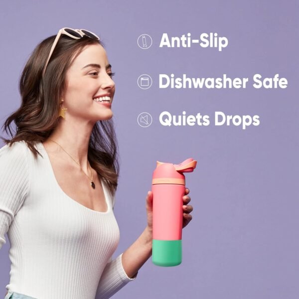 Owala Botte de bouteille d'eau en silicone, housse de protection antidérapante pour bouteilles d'eau FreeSip, Twist et Flip en acier inoxydable, bleu – Image 3