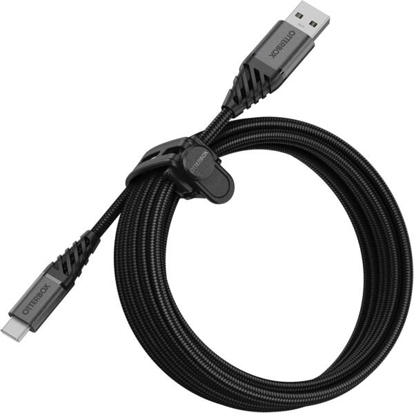 Otterbox Câble Premium Tressé renforcé USB-A vers USB-C, Câble de Charge pour Smartphone et Tablet, Ultra-Robuste, résiste aux torsions et pliages, 3M, Noir