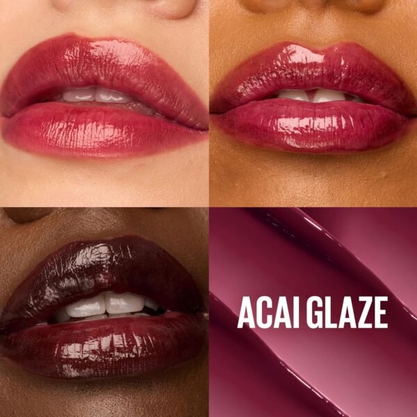 Maybelline New York - Baume Huile Hydratant - Lèvres Lissées et Brillantes - Effet Laqué - Enrichi en Acide Hyaluronique et Extrait de Cerises - Lifter Glaze - Teinte : 008 Acai Glaze – Image 2