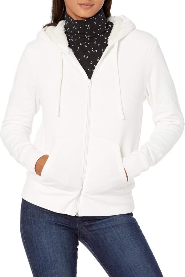 Amazon Essentials Veste à capuche zippée en polaire, doublée de sherpa (disponible en grandes tailles) Femme