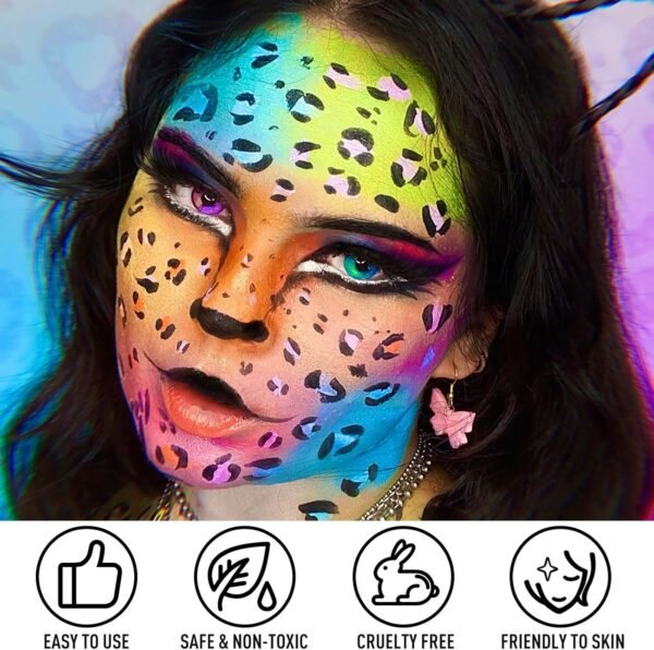 UCANBE Peinture Visage 20 Couleurs - Fard Gras Peinture Corporelle Longue Durée Sécurité, Palette de Maquillage Halloween pour Théâtre, Carnaval, Scène, Clown, Cosplay – Image 5