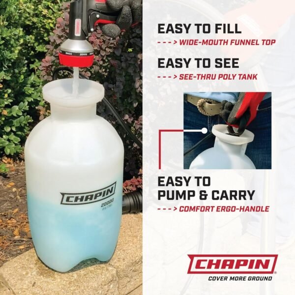 Chapin 20000 Pulvérisateur à Pression fabriqué aux États-Unis pour pelouse et Jardin, en polypropylène, pour pulvérisation de Plantes, arrosage du Jardin, Mauvaises Herbes et parasites, 3,8 l, Blanc – Image 2