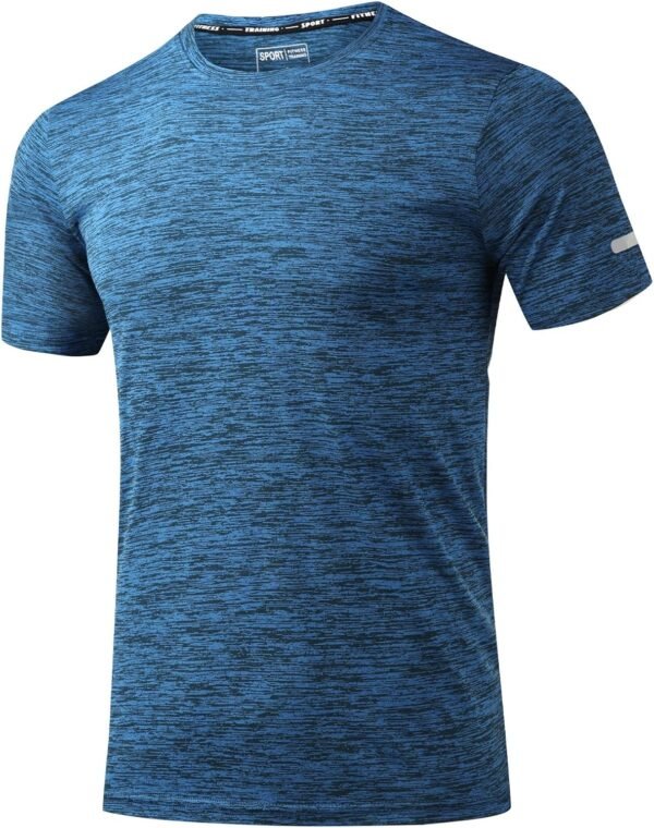 Peakwell Homme Tee Shirts T-Shirts à Manches Courtes Sport Running Gym Shirts avec Bandes Réfléchissantes
