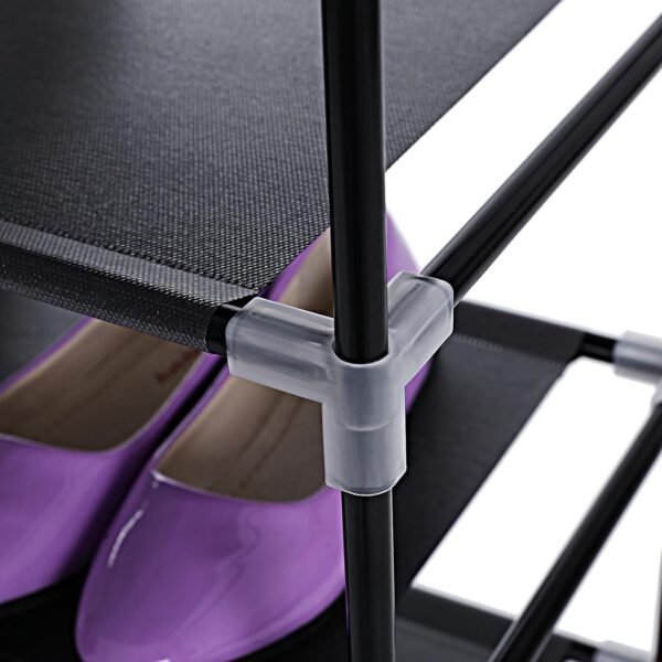 SONGMICS Étagère à Chaussures en Tissu à 10 Niveaux, Meuble de Rangement 28 x 58 x 160 cm, avec Housse de Protection, Chaussures de Sport, Talons Hauts, Pantoufles, Cadre en Métal, Noir RXJ10H – Image 7
