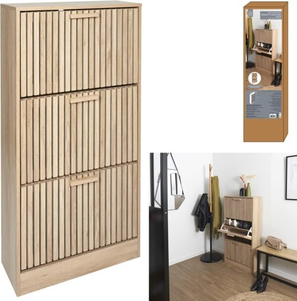 HOME DECO FACTORY - HD0206 - Meuble A Chaussure 3 Portes Klaus - Entrée, Salon – Image 12