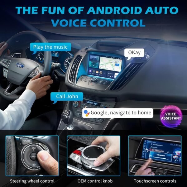 MEETOWN Adaptateur sans Fil pour Android Auto, Transforme Android Auto Filaire en sans Fil, Plug and Play avec USB-A & USB-C, Compatible avec Android 10+ – Image 2