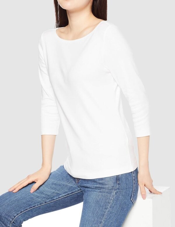 Amazon Essentials T-shirt Col Bateau Coupe Ajustée à Manches 3/4 Femme – Image 5