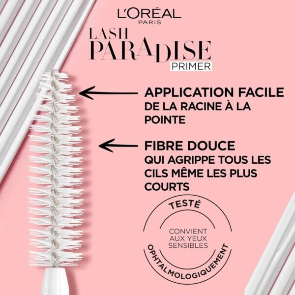 L'Oréal Paris - Base-Soin pour Mascara - Effet Amplifié & Tenue Prolongée - Cils Fortifiés - Formule à l'Huile de Jojoba & Vitamine - Primer Lash Paradise - Teinte : Universel - 6 ml – Image 3