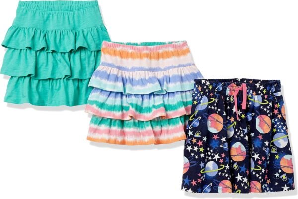 Amazon Essentials Jupe-Short à Volants en Maille (Anciennement Spotted Zebra) Fille, Packs Multiples