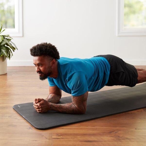 Amazon Basics 1/2-Inch Extra Thick Yoga and Exercise Mat with Carrying Strap, Black – Image 9