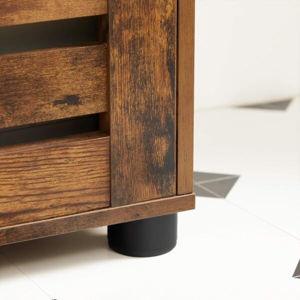 VASAGLE Meuble de Rangement, Armoire, Placard, Buffet, avec 2 Portes persiennes, 2 Planche réglable en Hauteur, pour Salle de Bain, Salon, Chambre, Couloir, Marron Rustique BBK142X01 – Image 6