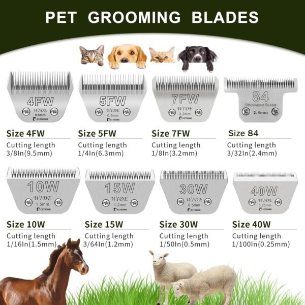 BESTBOMG Lames Larges et Amovibles 4FW pour Le toilettage des Chiens,compatibles avec Les tondeuses Andis,Oster A5,Wahl KM10,Longueur de Coupe 3/8 Pouces (9,5 mm) – Image 4