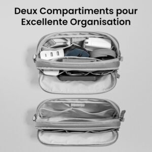 Alternative view of tomtoc Sac de Rangement Câble, Sac pour Câbles d'accessoire de Voyage, Organisateur de Câbles Portable Tech Pouch pour Accessoires Techniques, Powerbank, Téléphone Portable, AirPods, Objets Quotidiens