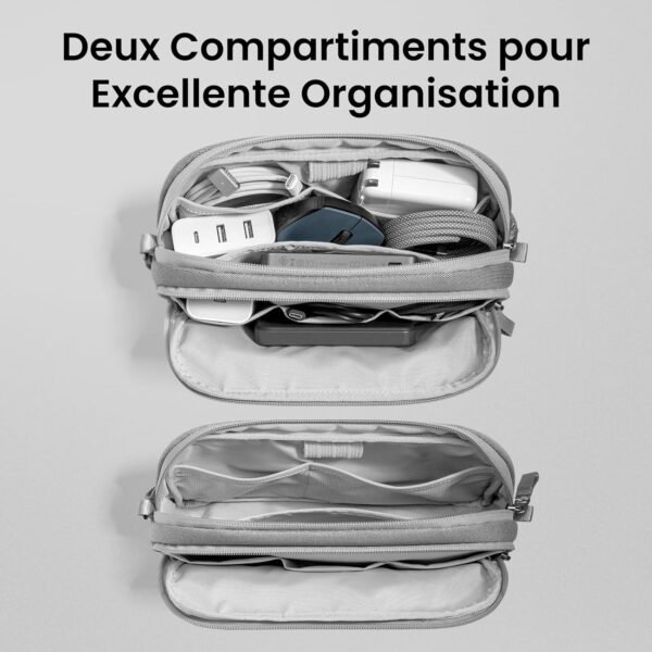 tomtoc Sac de Rangement Câble, Sac pour Câbles d'accessoire de Voyage, Organisateur de Câbles Portable Tech Pouch pour Accessoires Techniques, Powerbank, Téléphone Portable, AirPods, Objets Quotidiens – Image 2