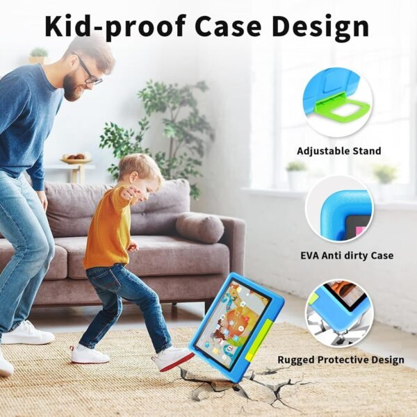 Tablette Enfants 8 Pouces 6Go RAM + 128Go ROM (TF 1To) Android 13 GMS Certified, Logiciel Enfant Pré-Installé, Éducative, Contrôle Parental,WiFi,4000mAh, Tablette Tactile avec Kid-Proof Étui -Bleu – Image 6