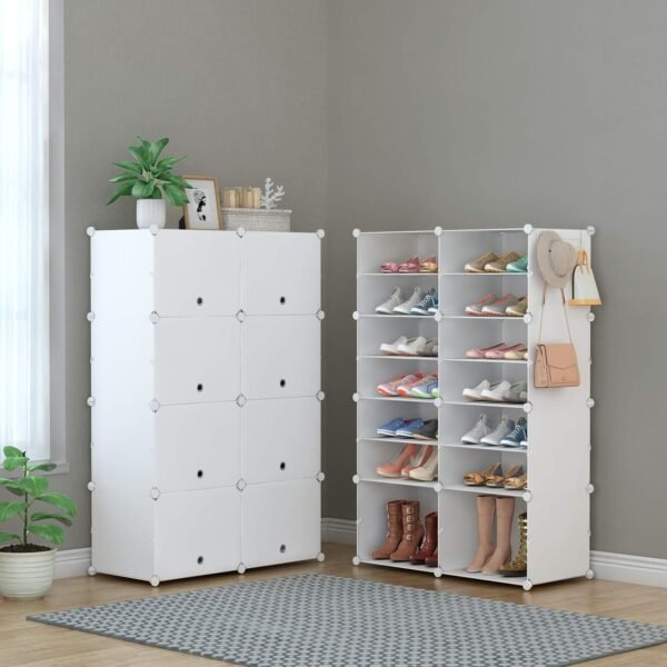 HOMIDEC Meuble Chaussure, 7 Niveaux Rangement Chaussure 28 Paires Etagere Chaussure, Armoire a Chaussures avec Porte pour Entrée Salon Chambre – Image 4