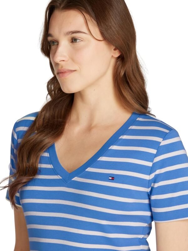 Tommy Hilfiger T-Shirt Manches Courtes Femme New Slim Cody Col en V – Image 3