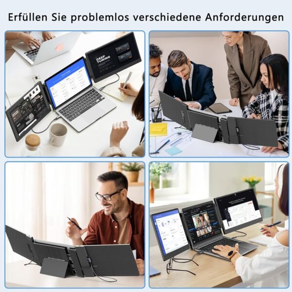 Laptomo Extension d'écran pour Ordinateur Portable,14" 1080P,Triple Moniteur,Moniteur Portable, Plug & Play Extension de Moniteur, pour Win/Dex/Android/Mac – Image 6