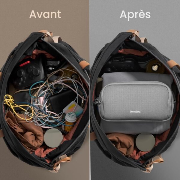 tomtoc Sac de Rangement Câble, Sac pour Câbles d'accessoire de Voyage, Organisateur de Câbles Portable Tech Pouch pour Accessoires Techniques, Powerbank, Téléphone Portable, AirPods, Objets Quotidiens – Image 4