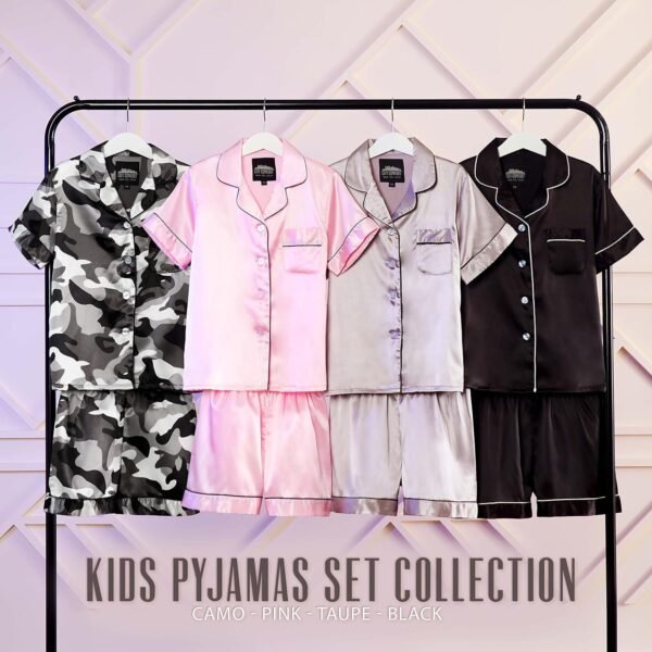 CityComfort Ensembles de Pyjama Fille et Ado Ensembles de Nuit d'Été Boutons Short Pyjama Satin Loungewear Set Vêtement de Nuit à Manche Courte – Image 2