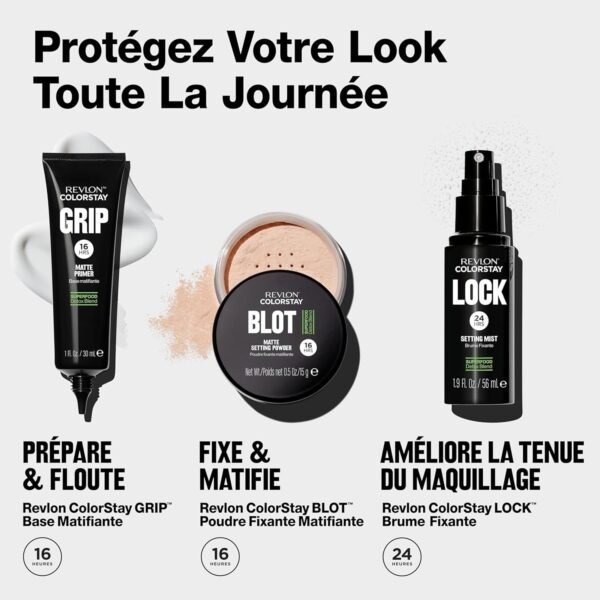 Revlon ColorStay Grip Primer, base de teint effet matifiant, flouteur et absorbant de sébum, maquillage visage, floute les imperfections et réduit l’apparence des pores, 30 ml. – Image 6