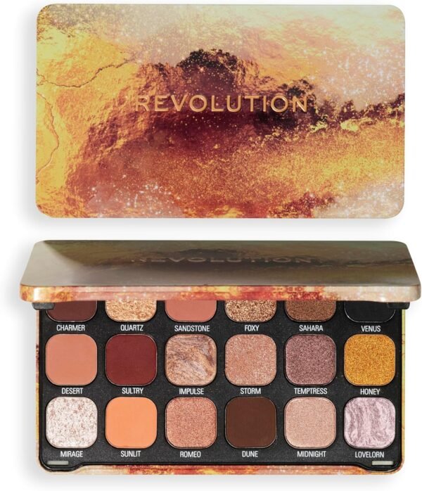 Revolution Beauty, Palette de Fards à Paupières Forever Flawless, 18 Teintes Pigmentées Mattes & Irisées, Végan & Sans Cruauté, Bronze – Image 5