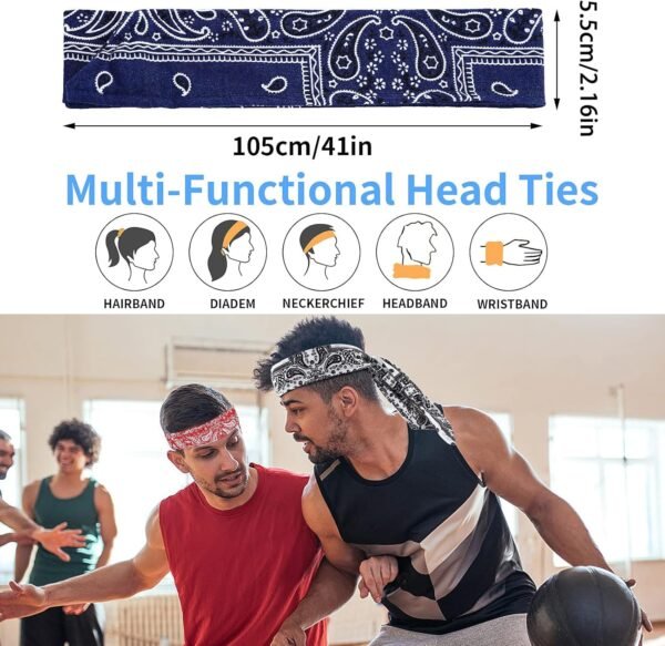 NiceYnn Lot de 2 Bandeau Cheveux Elastique Bandana de Sport Headband Basket-Ball Football Cyclisme Décor pour Poignet – Image 3