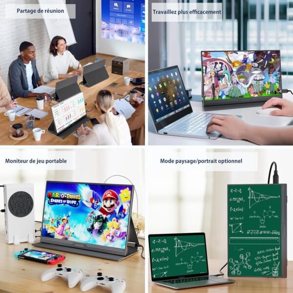 CUIUIC Ecran Portable de 15,6 Pouces avec USB-C et HDMI | 1080P | Connectez aux téléphones, Ordinateurs Portables, PC, Xbox, PS4/5, GS156B2 – Image 7