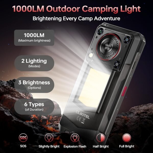 OUKITEL WP56 5G Telephone Portable Incassable Android 15, 36Go RAM+512Go ROM/2To, Smartphone Incassable16000mAh/45W, 128dB Haut-Parleur, 6.8"FHD+/120Hz, Camping 1000LM, Caméra 108MP, NFC/OTG/Dual SIM – Image 3