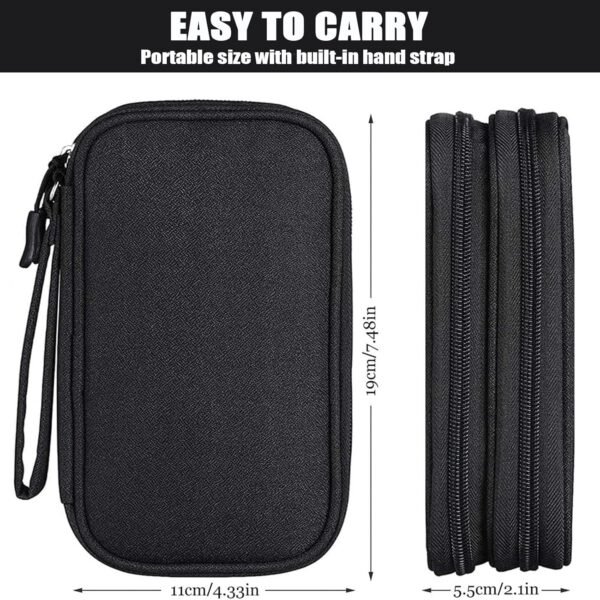 Sac de Rangement pour câbles, Organiseur de câbles, Organiseur de câbles Universel, Accessoire de Voyage Multifonction, pour câble de Charge, Batterie Externe, USB, Carte SD, câble de Charge, Noir – Image 3