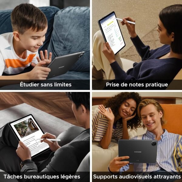 DOOGEE Tab A9 Tablette Android 15, Tablette 10 Pouces,Unisoc T310, 12GB RAM+64GB ROM(TF 2TB) Tablette avec Clavier, 6580 mAh Tablette Tactile, 5G WiFi/8MP/Type-C/GMS/Bluetooth/Face ID/Jack 3,5 mm,Noir – Image 9