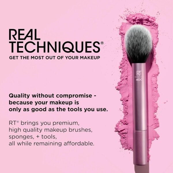 Real Techniques Pinceau de maquillage pour le visage Expert, pour fond de teint liquide et crème, fard à joues et poudre bronzante, couverture modulable pour le maquillage de base,1 unité – Image 8