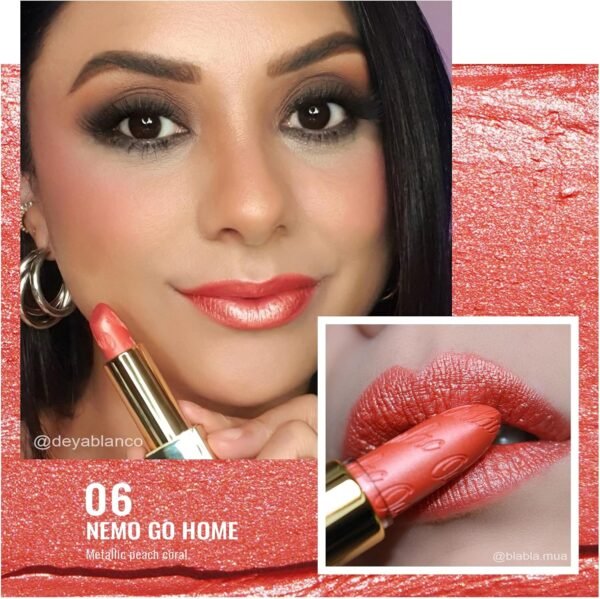 OULAC Métallique Briller Rouge à lèvres Corail, Glitter 3D Longue Durée Haut Pigmenté, Formule Hydratante, Brillant à Lèvres Couvrant Toute la Surface, Vegan 4,3 g (06) – Image 2