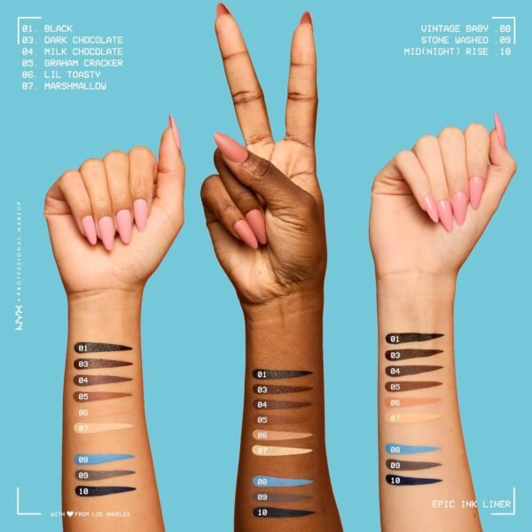 NYX Professional Makeup - Eyeliner Feutre - Waterproof - Tracé Précis - Couleur Intense Tenue Longue Durée - Embout Ultra-Précis - Formule Vegan - Epic Ink Liner - Teinte : Black (01) – Image 7