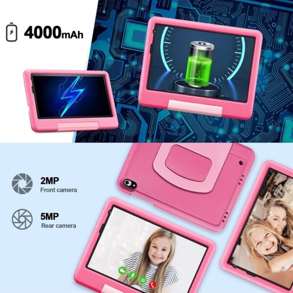 Tablette Enfants 8 Pouces 6Go RAM + 128Go ROM (TF 1To) Android 13 GMS Certified, Logiciel Enfant Pré-Installé, Éducative, Contrôle Parental,WiFi,4000mAh, Tablette Tactile avec Kid-Proof Étui -Rose – Image 8