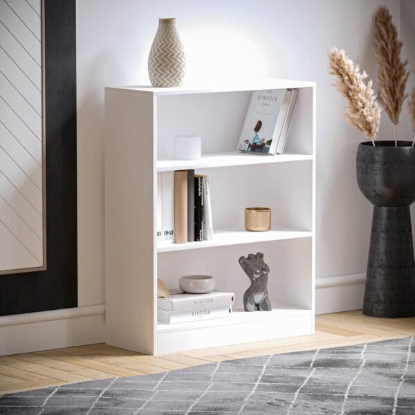 Vida Designs Cambridge Bibliothèque Basse à 3 étagère, Bois Blanc, Meuble pour Bureau, Salle de séjour et Chambre – Image 6