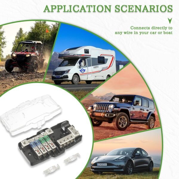 SIGANDG Auto Audio Stéréo Bloc de Fusible de Distribution 4 voies Boîte à Fusibles Distributeur de Fusible Mini ANL Pour avec Lumière de Instruire Rouge – Image 7