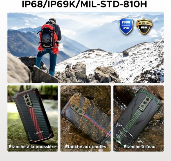 DOOGEE Blade10 Energy 4.5G Smartphone Incassable,Android 15 24GB RAM+128GB ROM/2TB,Telephone Portable Incassable 10.7mm 6.56" HD 90Hz Écran,Batterie 6150mAh,16MP Caméra,NFC/Widevine L1/Face Unlock – Image 9