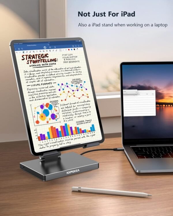 Support de hub USB C pour iPad Pro M4 M2 M1 13 12,9 11" iPad Air Station d'accueil pliable avec HDMI 4K 60 Hz, charge PD, lecteur de carte SD/TF, 3 USB 3.0, audio 3,5 mm, accessoires pour station – Image 8