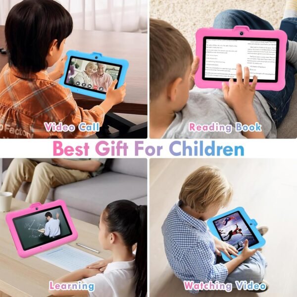TABTIVI Tablette Enfants 7 Pouces Android, RAM 8 (3+5) Go, ROM 64 Go (TF 128 Go), GMS Certified, Apps Pré-Installé, Éducative, Contrôle Parental, WiFi, Kid-Proof Étui avec Support réglable (Blue) – Image 5