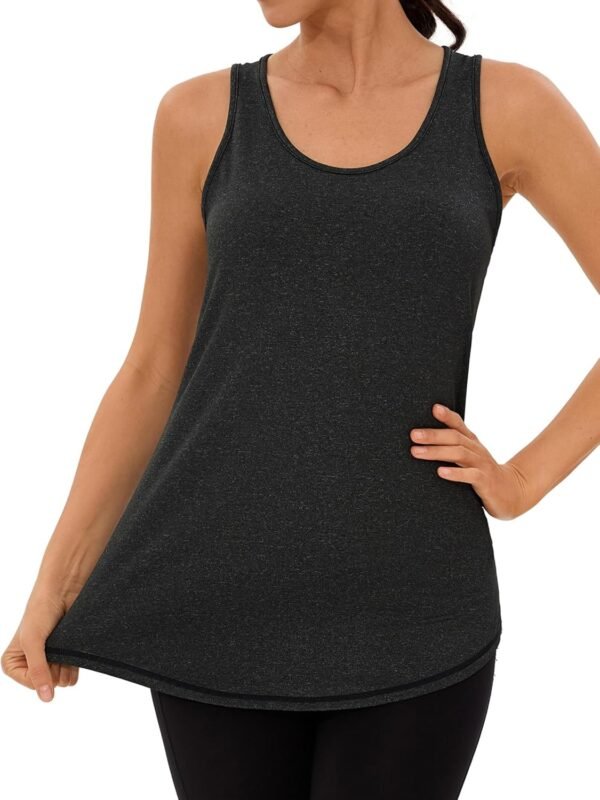 Wayleb Débardeur de Sport Femme Léger en Maille sans Manches T-Shirts à col Rond Yoga Shirt Running Fitness Tank Top – Image 3
